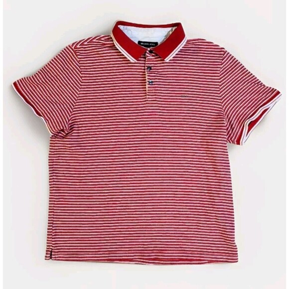Michael Kors Other - Michael Kors Men's Greenwich Striped Polo Shirt Crimson Size XL Embroidered
